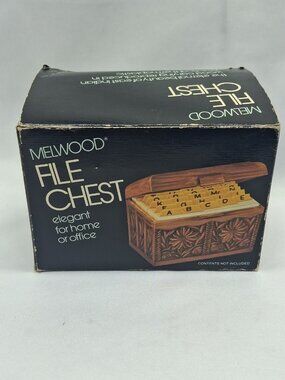 Melwood File Chest by Lerner (Made in USA) Faux Walnut Wood Plastic Recipe Box